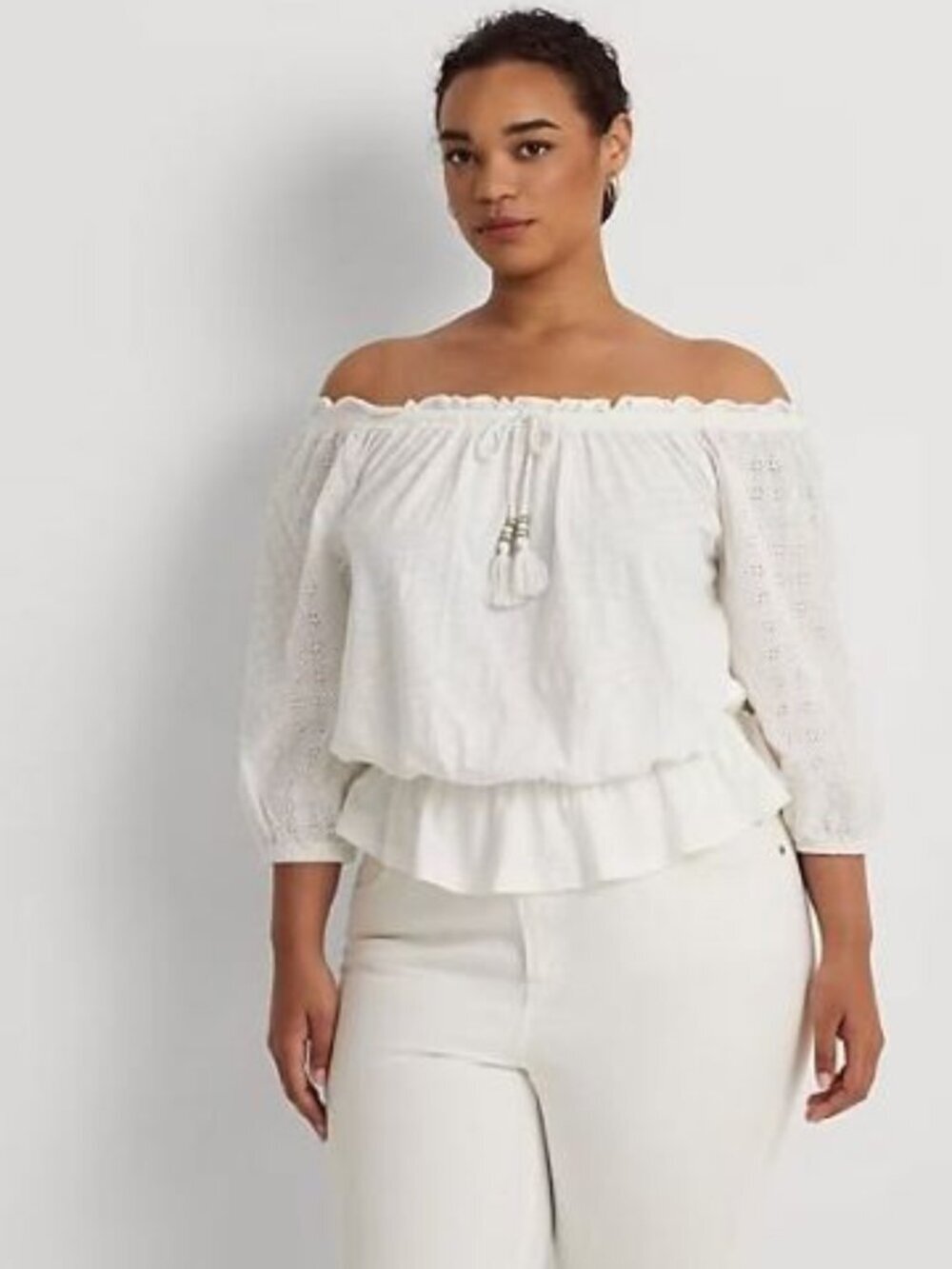NEW Ralph Lauren Women's 2X Off-the-Shoulder Eyelet Jersey Top • Reg Price $125 - Picture 5 of 5